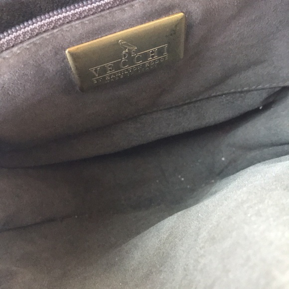 De Veccchi cognac brown buck stitch leather crossbody bag - Picture 10 of 11